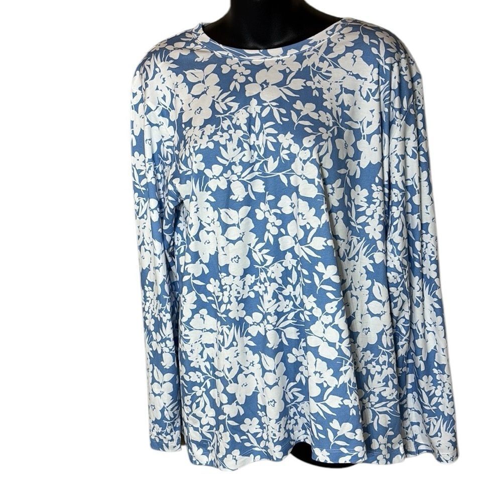 LAKE womens XL Pima cotton floral long sleeve sustainable capsule top